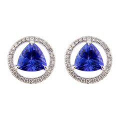 Alex Jona Tanzanite White Diamond White Gold Stud Earrings