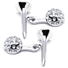 Tee and Golf Ball Sterling Silver Cufflinks