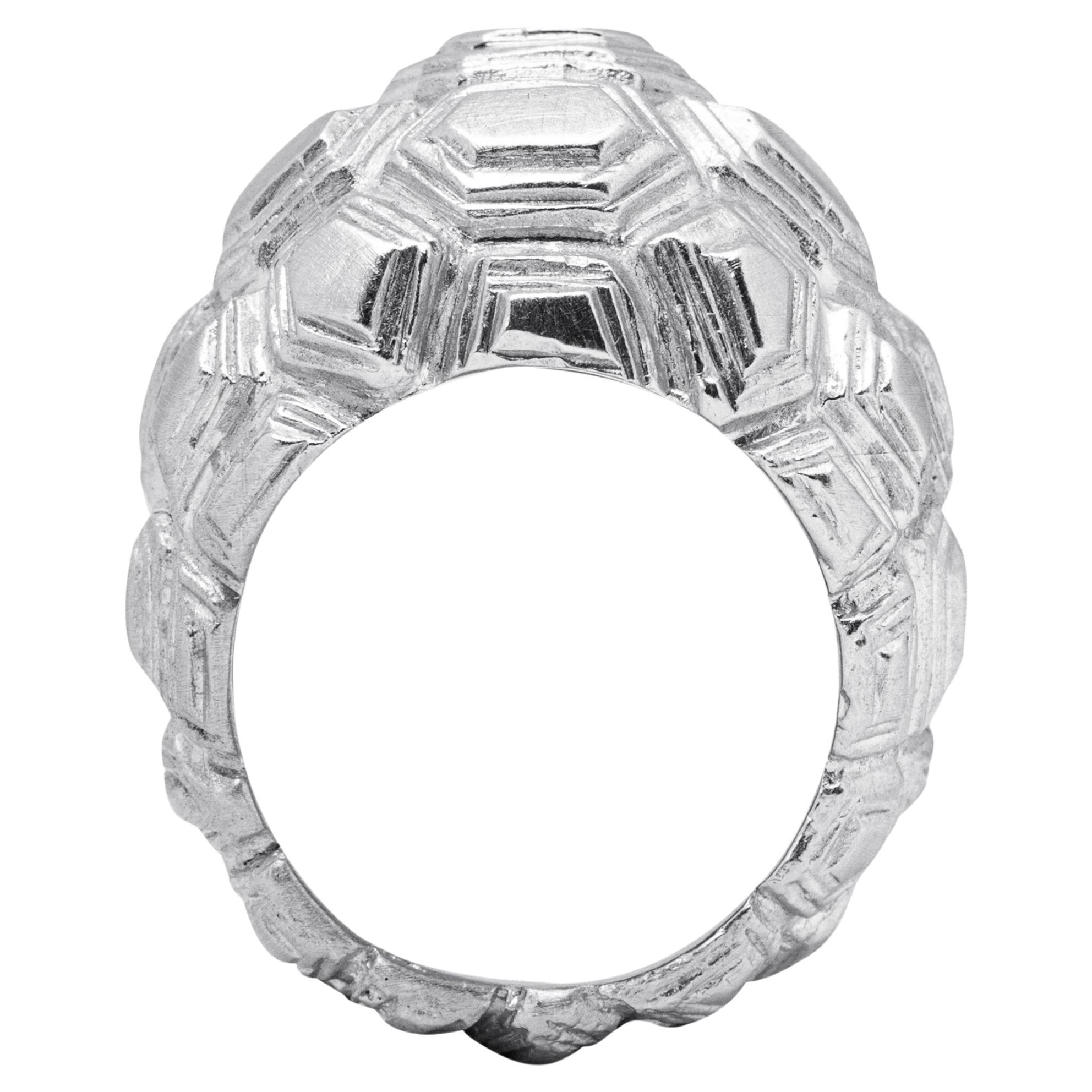 Alex Jona Testudo 18 Karat White Gold Dome Ring For Sale