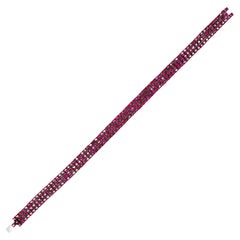 Alex Jona Three-Row Ruby 18 Karat White Gold Tennis Bracelet