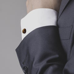 Gemelos de plata de ley con forma de huevo de ojo de tigre Alex Jona