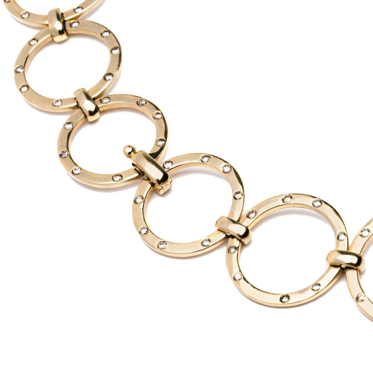 Women's Alex Jona Tourmaline White Diamond 18 karat Yellow Gold Link Necklace For Sale