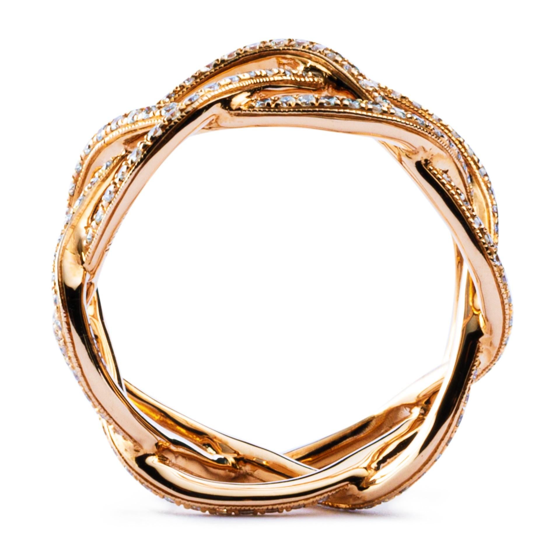 Women's Alex Jona Treillage 18 Karat Rose Gold Eternity White Diamond Band Ring For Sale