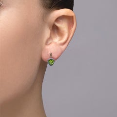 Alex Jona Trillion Cut Peridot Yellow Sapphire White Gold Stud Earrings