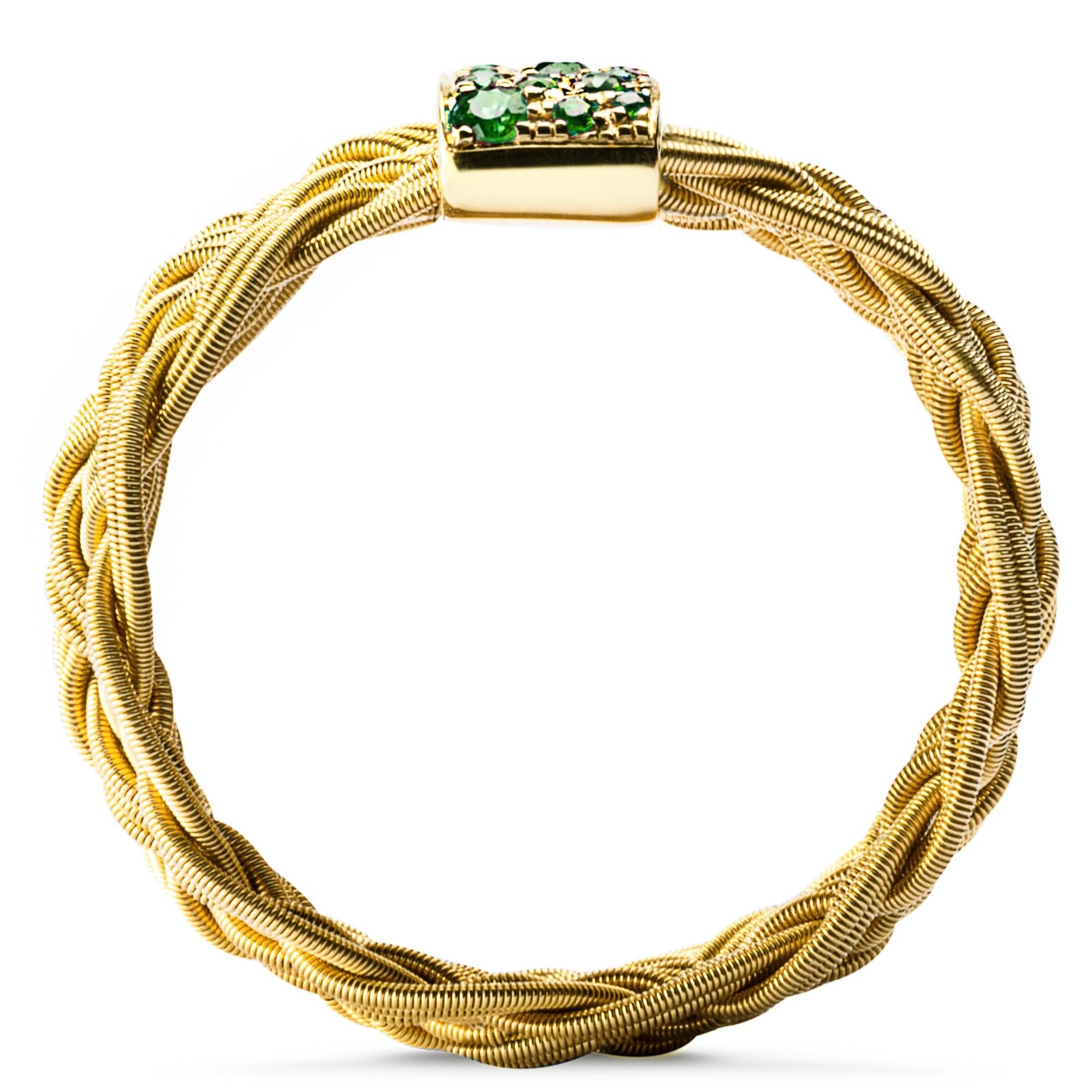 Alex Jona Tsavorite 18 Karat Yellow Gold Filigree Ring Band For Sale 1