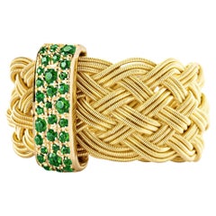 Alex Jona Tsavorite 18 Karat Yellow Gold Filigree Ring Band