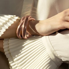 Alex Jona Tubogas Three-Strand Rolling Bangle Bracelet in 18 Karat Rose Gold