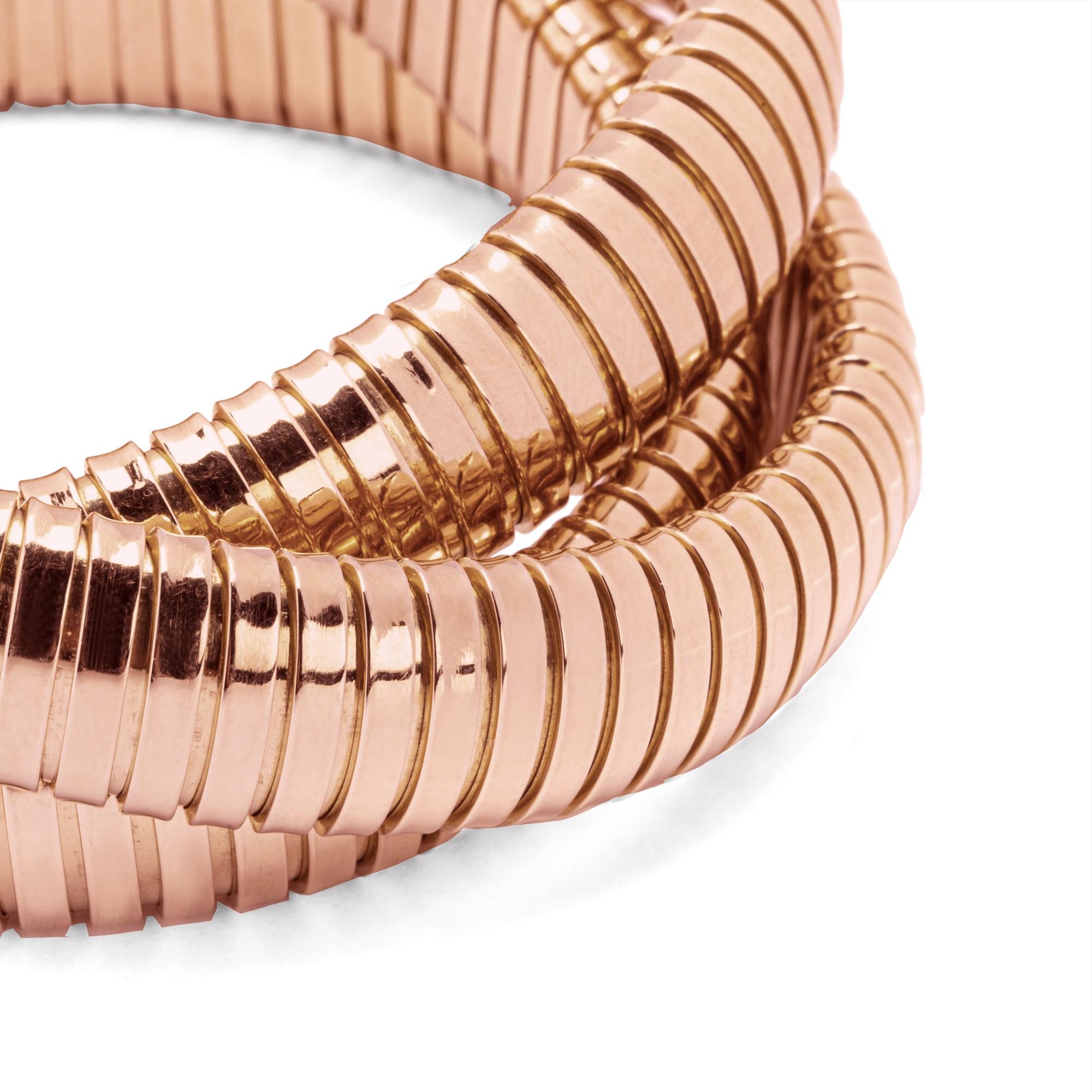 Alex Jona Tubogas Three-Strand Rolling Bangle Bracelet in 18 Karat Rose Gold In New Condition For Sale In Torino, IT