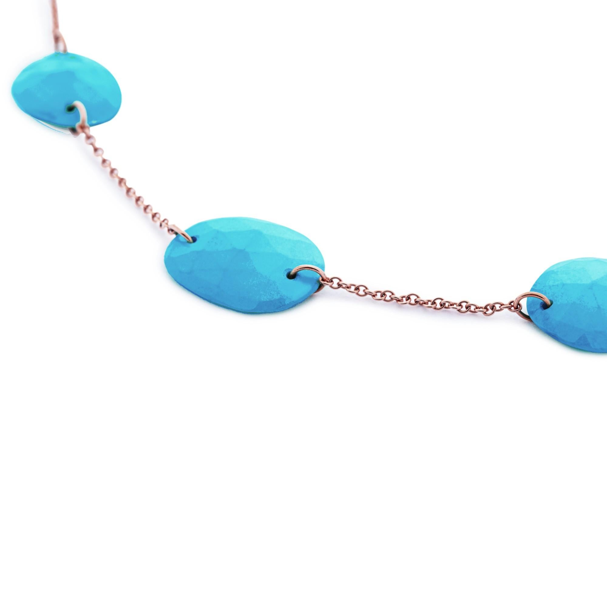 Collana a catena in oro rosa 18 carati con turchese di Alex Jona In condizioni Nuovo in vendita a Lugano, CH