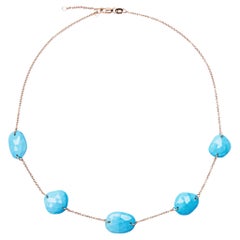 Alex Jona Turquoise 18 Karat Rose Gold Chain Necklace