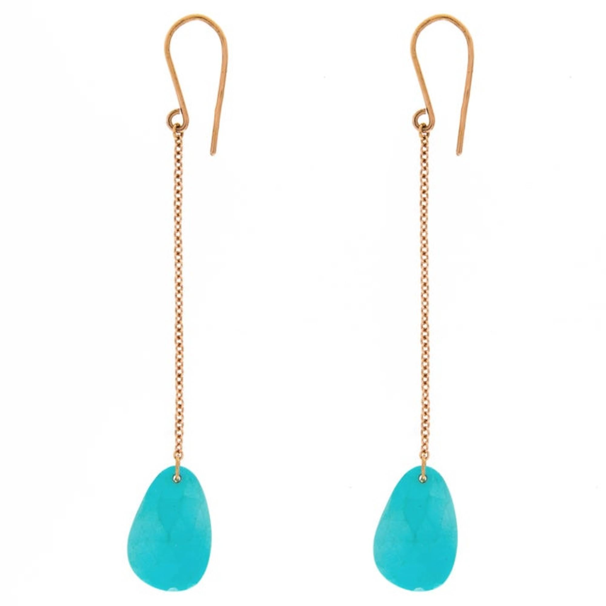Women's or Men's Alex Jona Turquoise 18 Karat Rose Gold Pendant Earrings For Sale