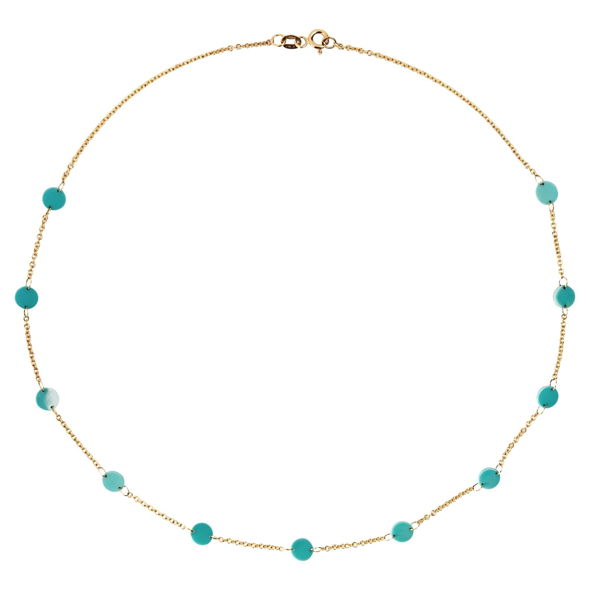 Alex Jona Turquoise 18 Karat Yellow Gold Chain Necklace