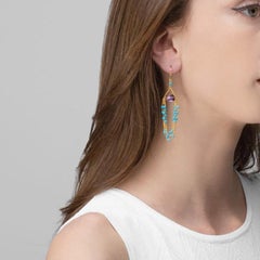 Alex Jona Turquoise Amethyst 18 Karat Yellow Gold Chandelier Earrings