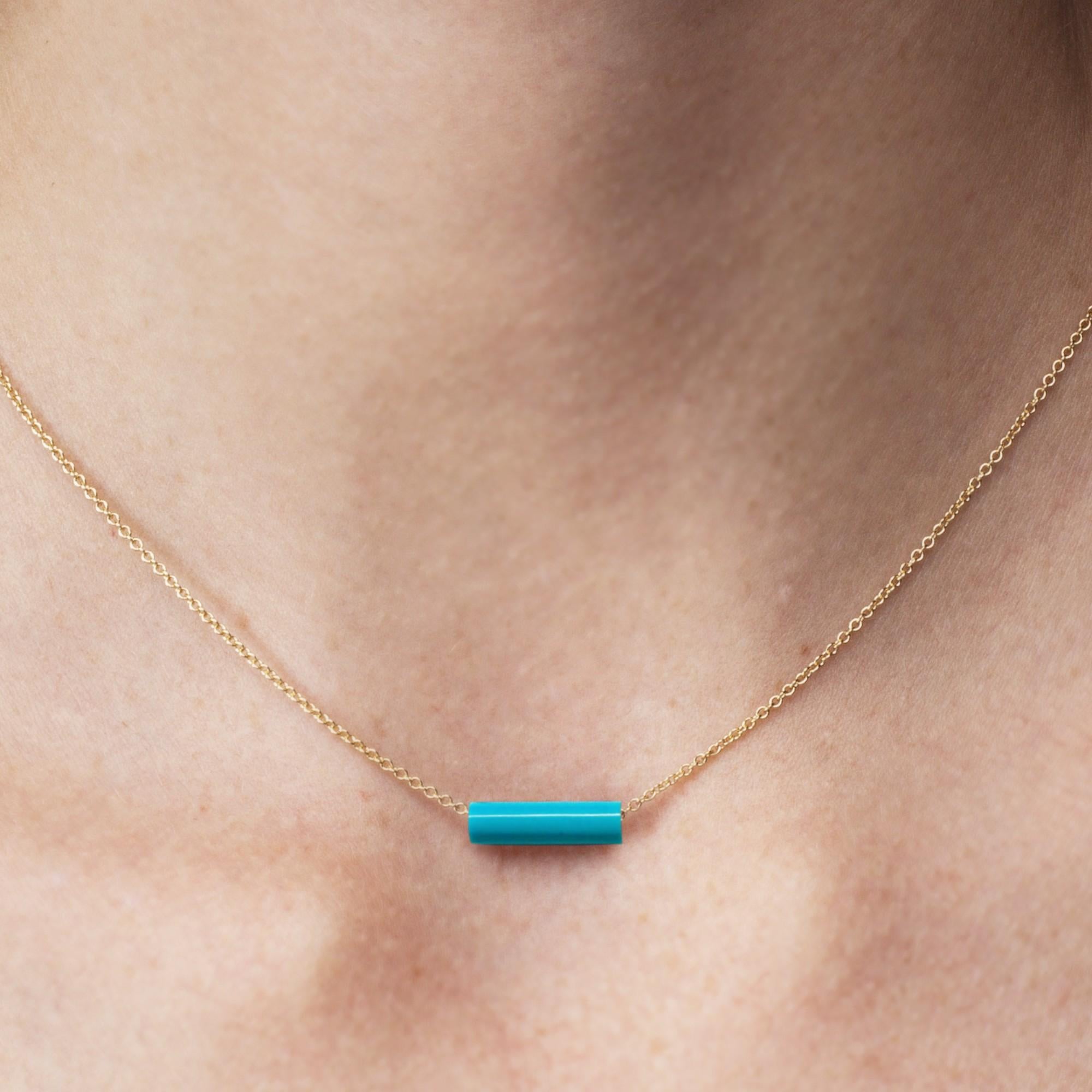 Alex Jona, collier cylindrique en or jaune 18 carats avec turquoise État moyen - En vente à Lugano, CH