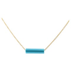 Alex Jona Turquoise Cylinder Pendant 18 Karat Yellow Gold Necklace