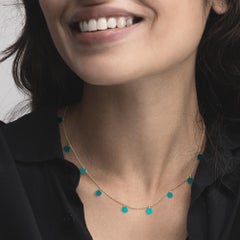 Alex Jona Turquoise Pendant Disc  18 Karat Yellow Gold Chain Necklace