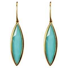 Alex Jona Turquoise Quartz 18 Karat Yellow Gold Drop Earrings