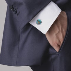 Alex Jona Turquoise Sterling Silver Gold-Plated Octagonal Cufflinks