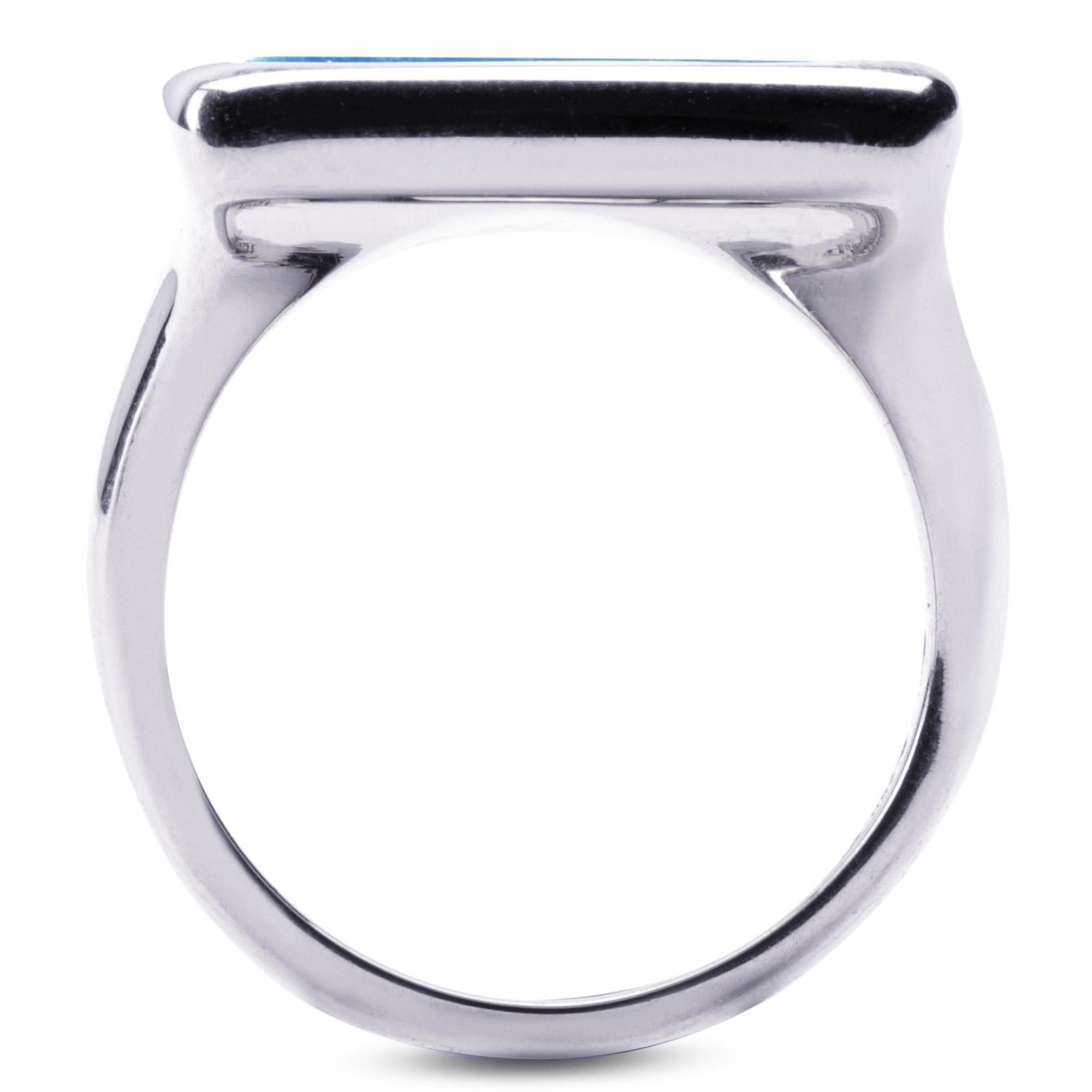 Women's or Men's Alex Jona Turquoise Sterling Silver Signet Ring For Sale