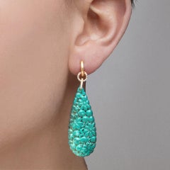 Alex Jona Turquoise White Diamond 18 Karat Yellow Gold Dangle Earrings