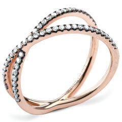 Alex Jona Twiggy White Diamond 18 Karat Rose Gold Crossover Ring
