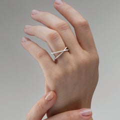 Alex Jona Twiggy White Diamond 18 Karat White Gold Crossover Ring