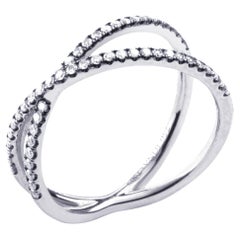 Alex Jona Twiggy Crossover-Ring, Weißer Diamant 18 Karat Weißgold