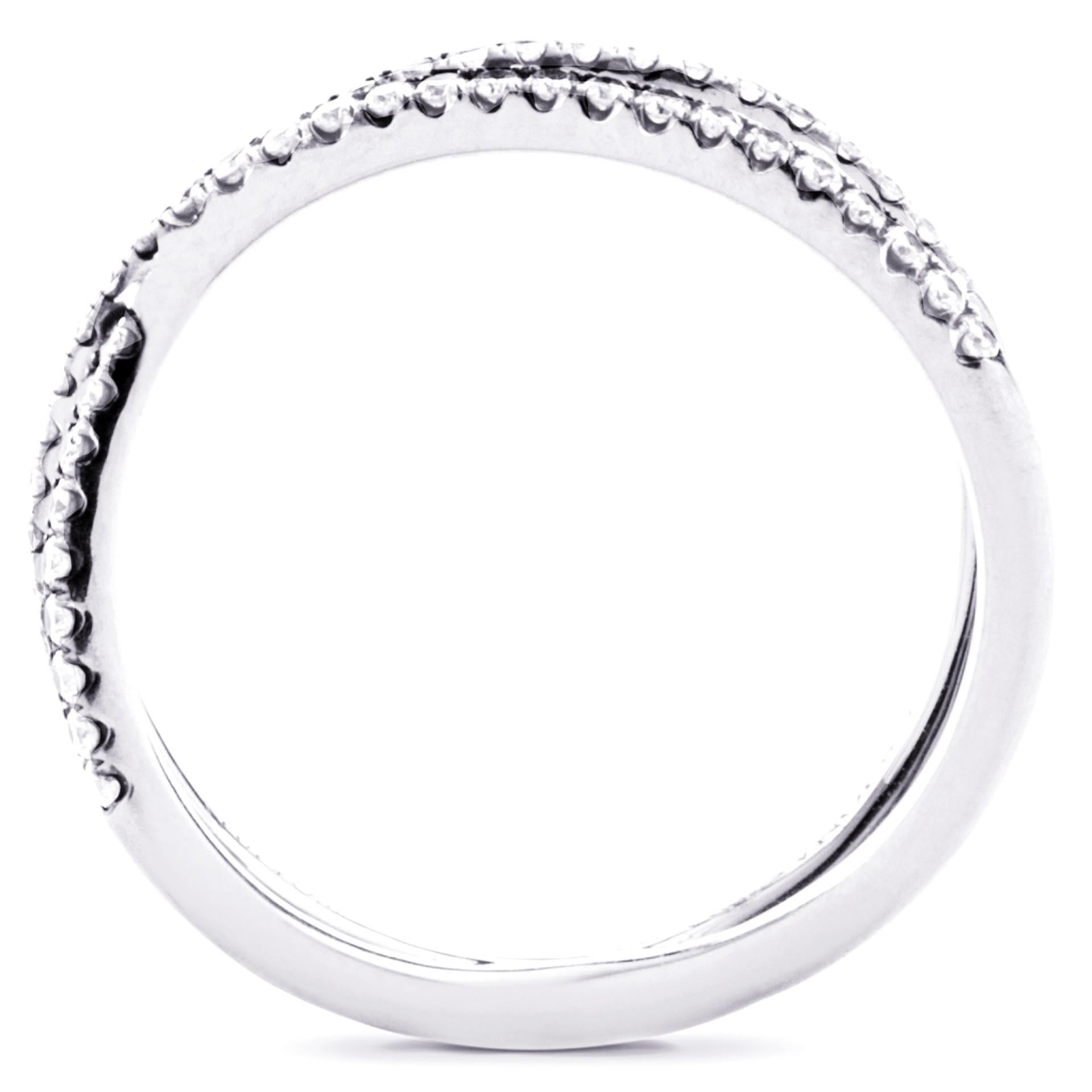 Alex Jona Twiggy White Diamond 18 Karat White Gold Crossover Ring For Sale 1