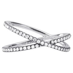 Alex Jona Twiggy Crossover-Ring, Weißer Diamant 18 Karat Weißgold