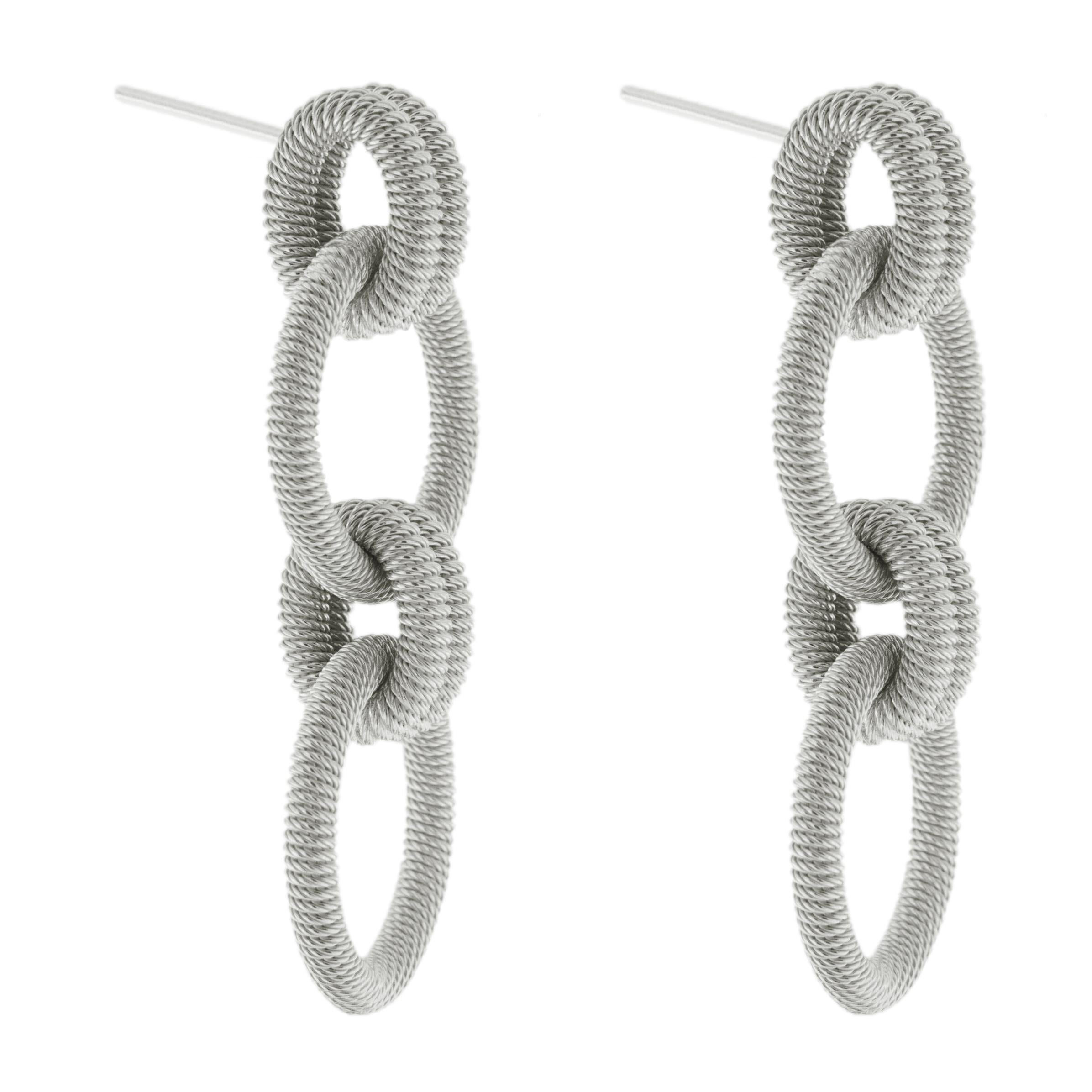 Alex Jona Twisted Wire Sterling Silver Pendant Earrings For Sale 1