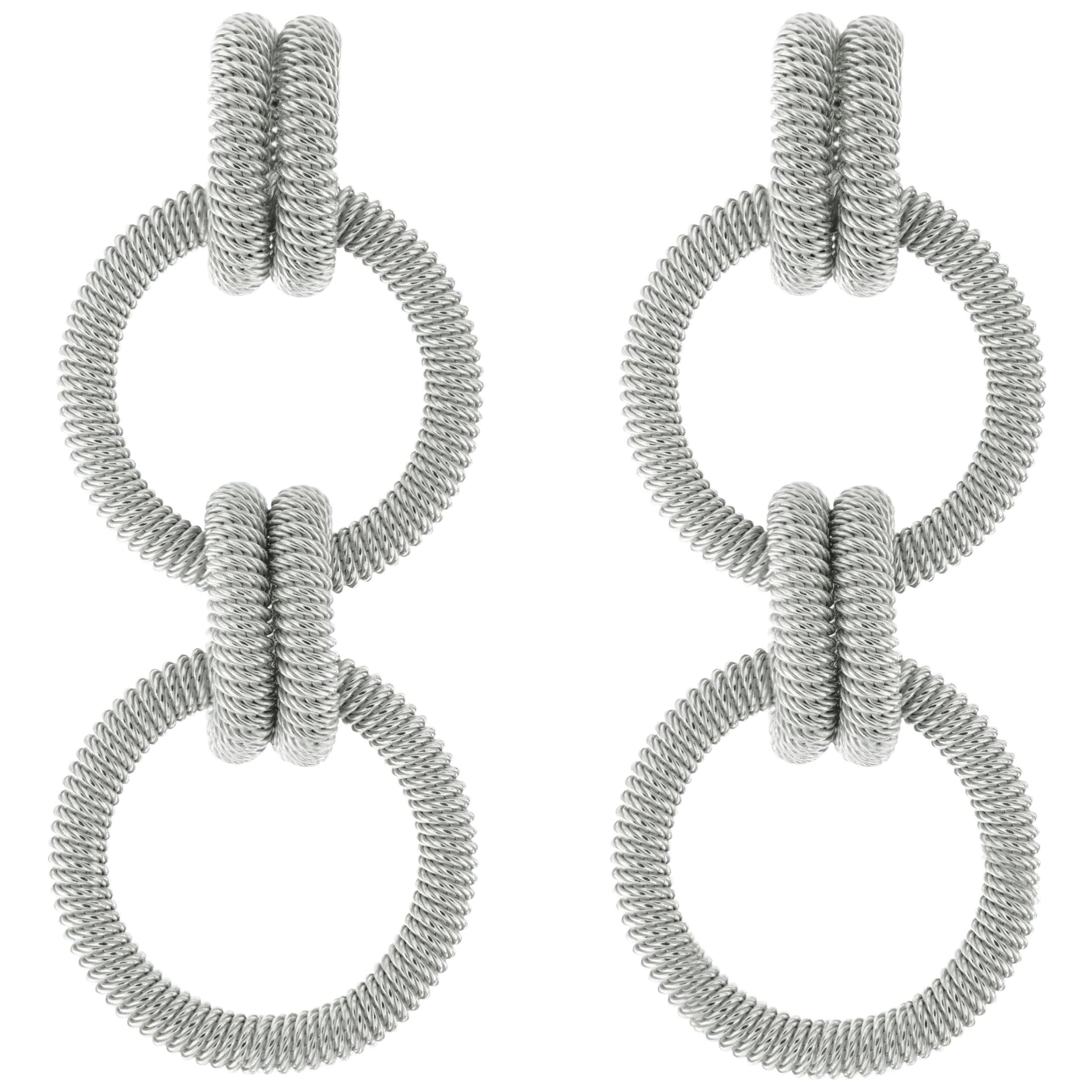 Alex Jona Twisted Wire Sterling Silver Pendant Earrings For Sale