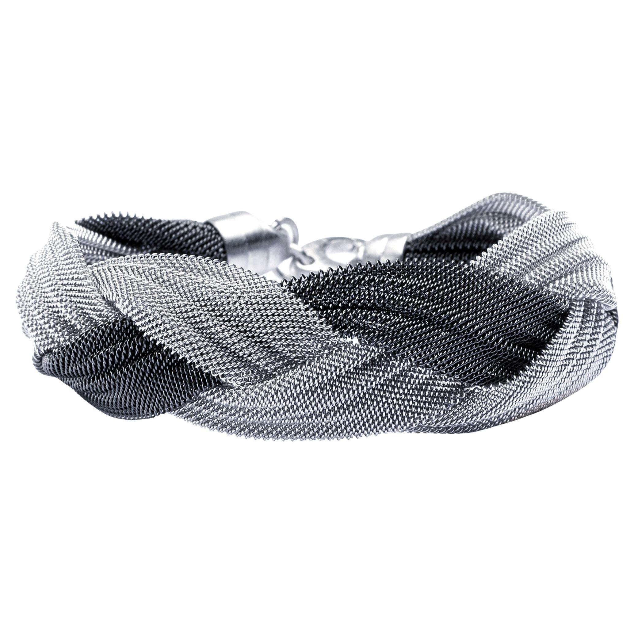 Alex Jona Two-Tone Sterling Silver Woven Tress Bracelet For Sale