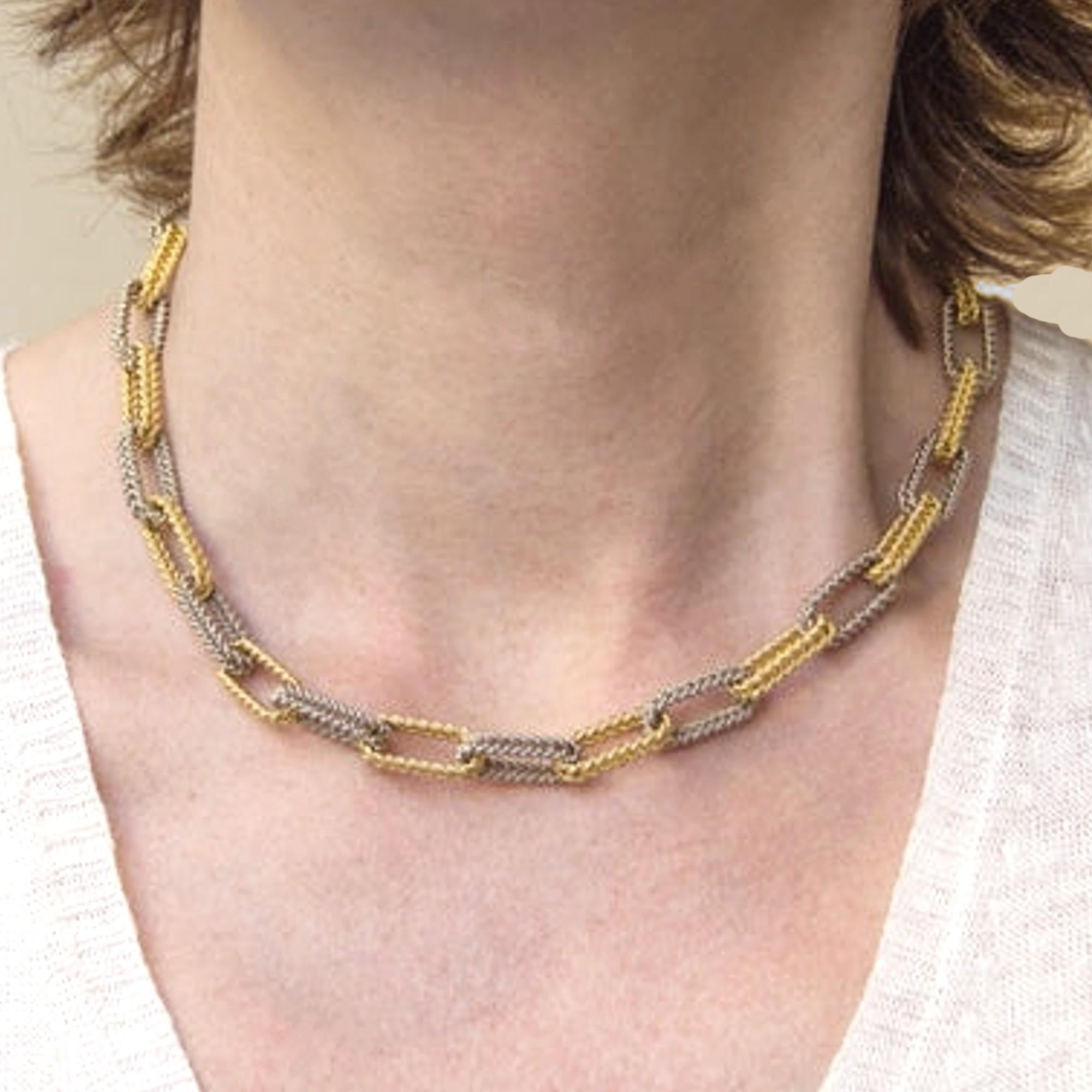 Alex Jona, collier à maillons bicolore en or 18 carats jaune et blanc Pour femmes en vente