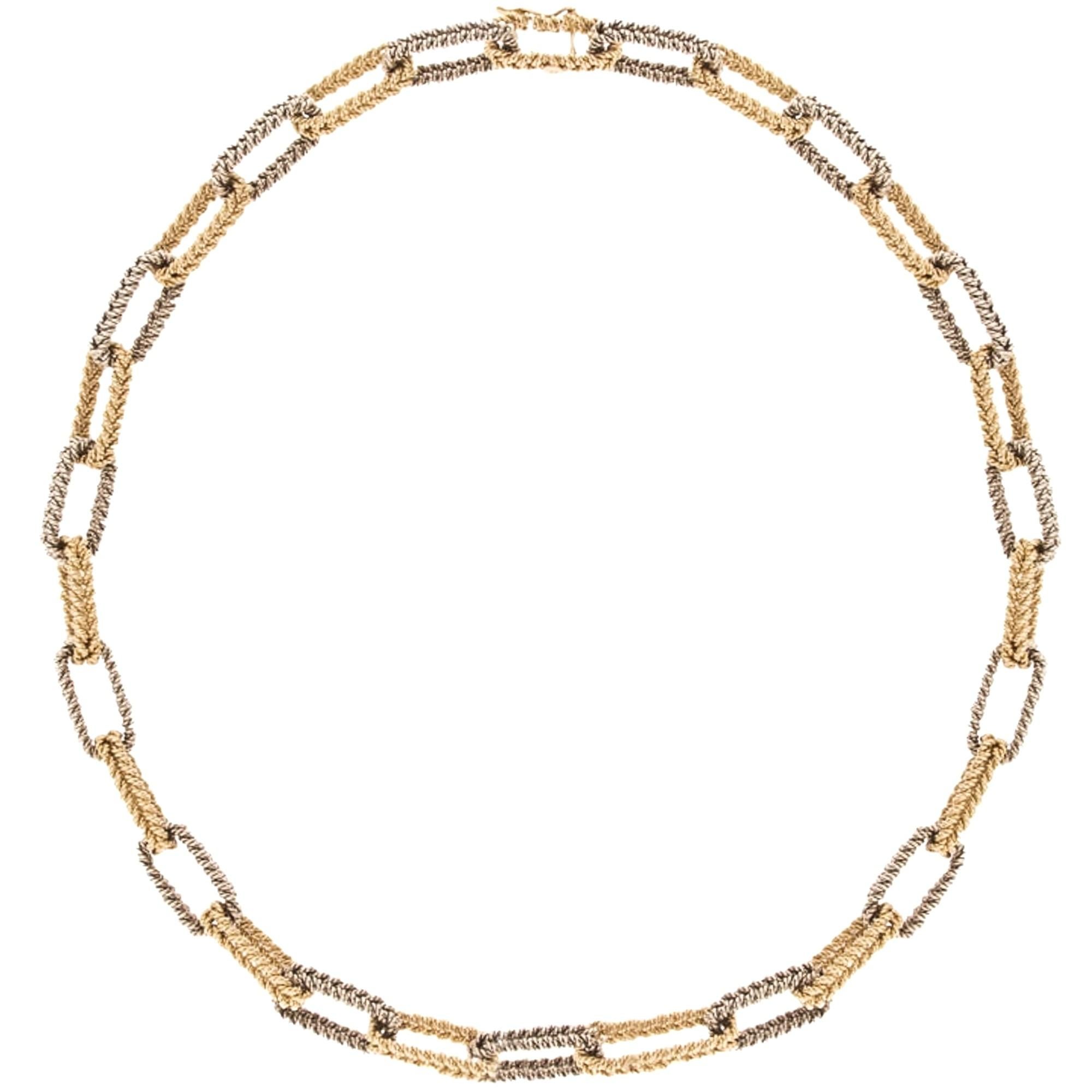 Bvlgari TwoTone 18kt Gold Chain Link Necklace For Sale at 1stDibs