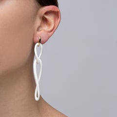 Alex Jona White Agate 18 Karat Yellow Gold Pendant Earrings