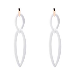 Alex Jona White Agate 18 Karat Yellow Gold Pendant Earrings