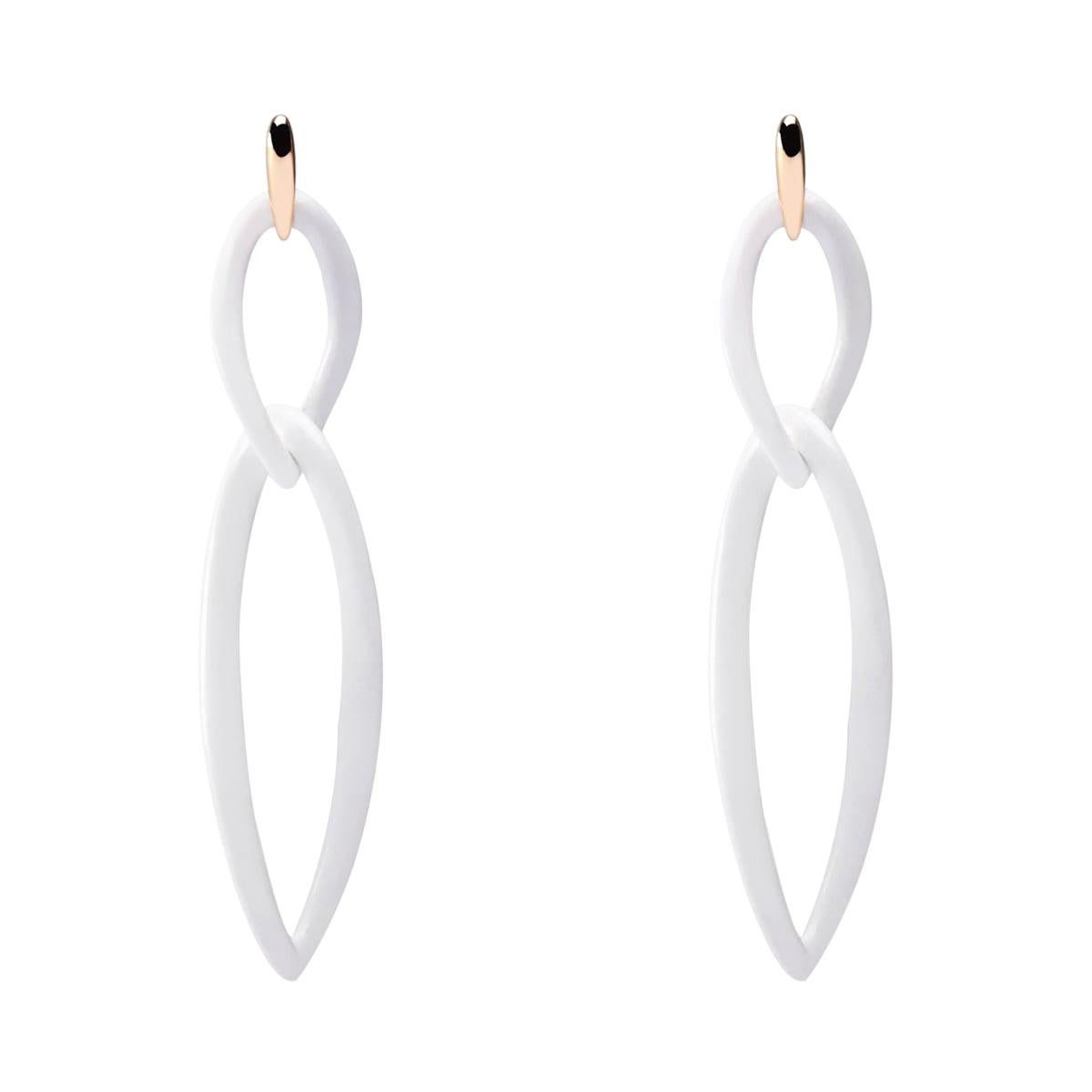 Alex Jona White Agate 18 Karat Yellow Gold Pendant Earrings For Sale