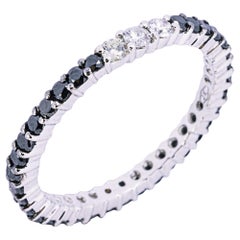 Alex Jona White & Black Diamond 18 Karat White Gold Band Ring