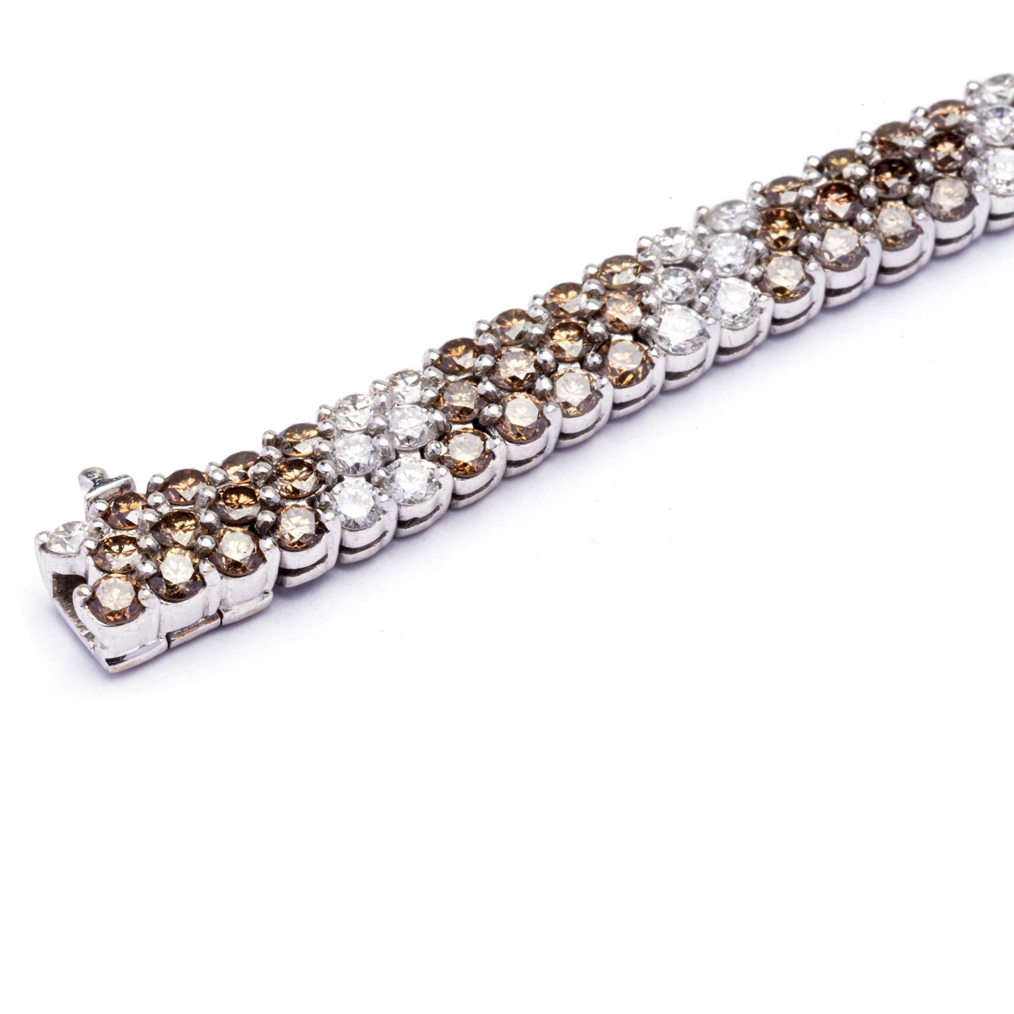 Women's Alex Jona White & Champagne Diamond Gold Bracelet For Sale