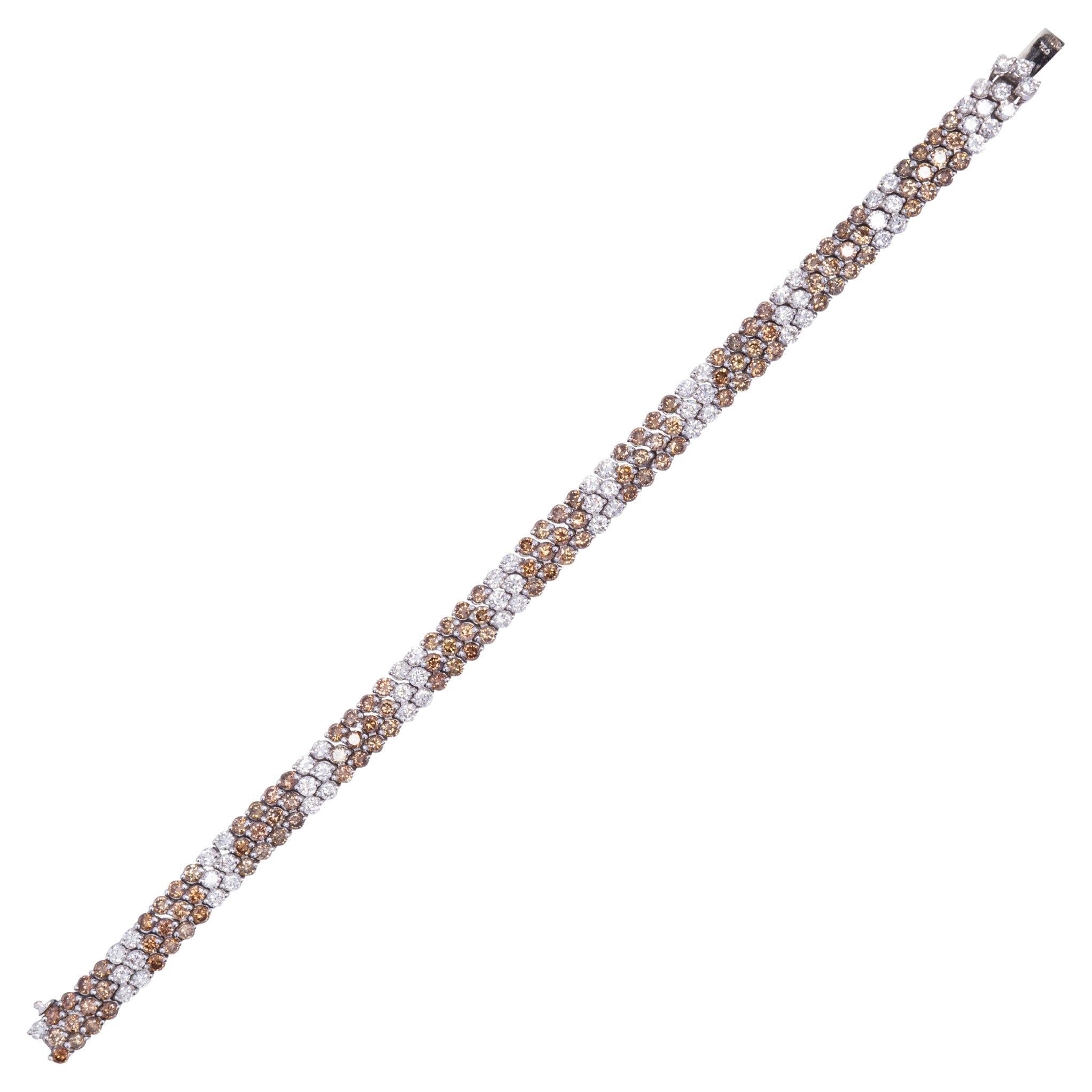 Alex Jona Pulsera de Oro con Diamantes Blanco y Champán en venta