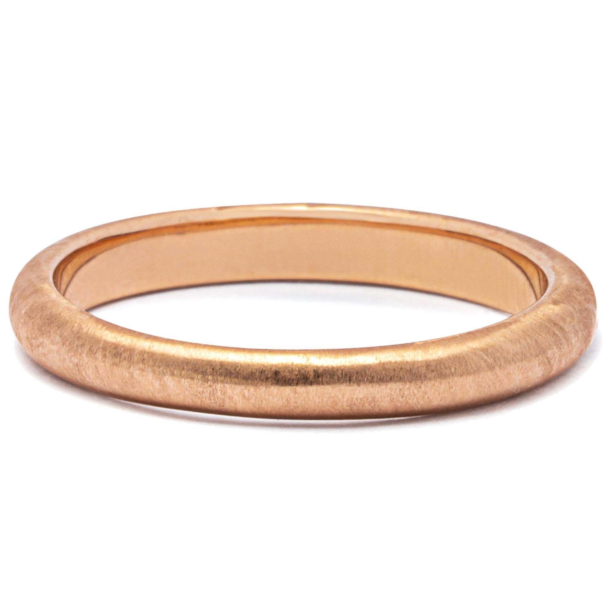 Alex Jona White Diamond 18 Karat Brushed Rose Gold Band Ring For Sale 1