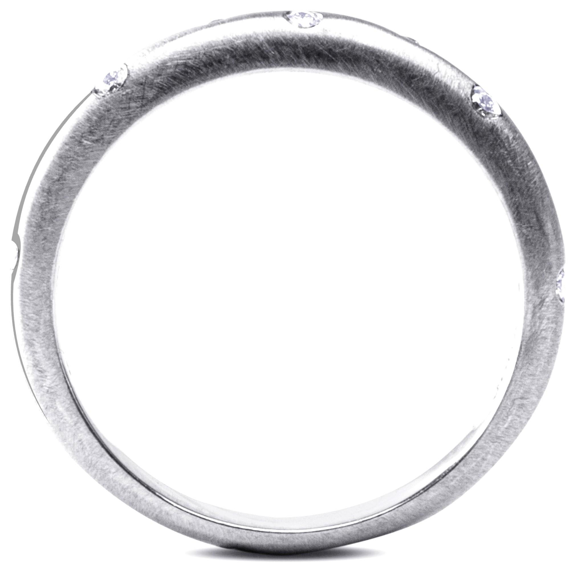 Alex Jona White Diamond 18 Karat Brushed White Gold Band Ring For Sale 1