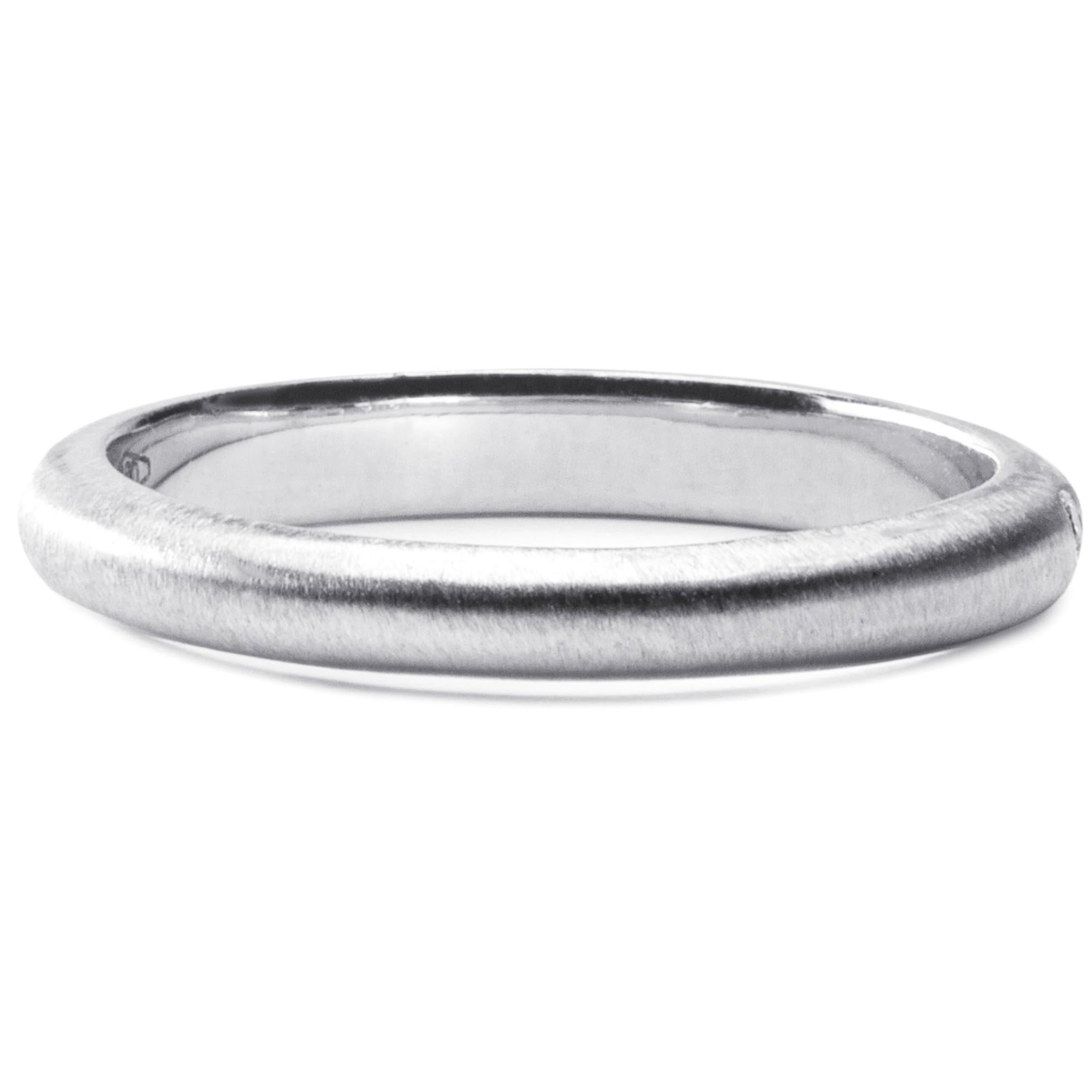 Alex Jona White Diamond 18 Karat Brushed White Gold Band Ring For Sale 2