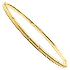 Alex Jona White Diamond 18 Karat Brushed Yellow Gold Bangle Bracelet