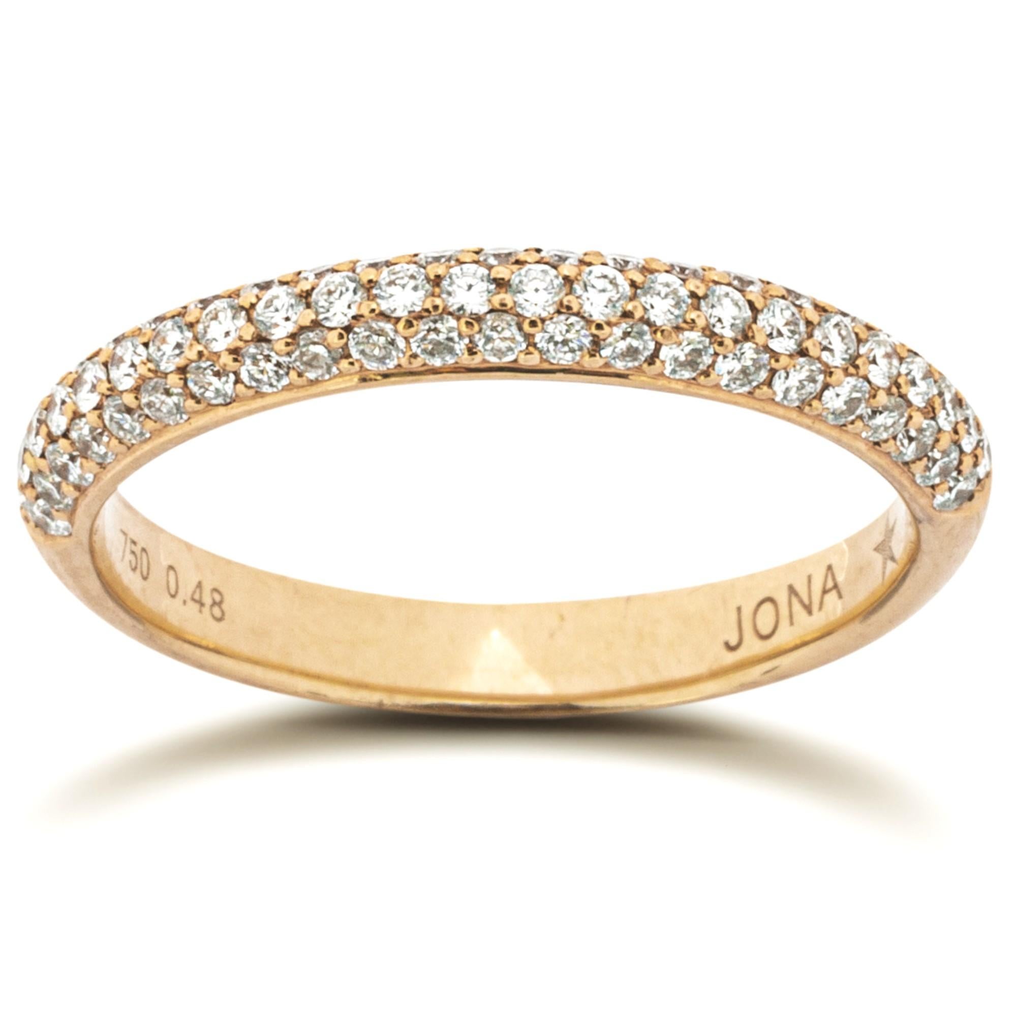 Alex Jona White Diamond 18 Karat Rose Gold Band Ring In New Condition For Sale In Torino, IT