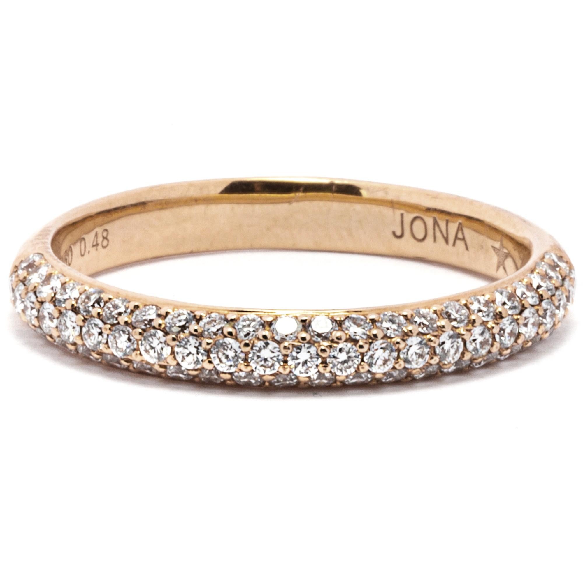 Alex Jona White Diamond 18 Karat Rose Gold Band Ring For Sale