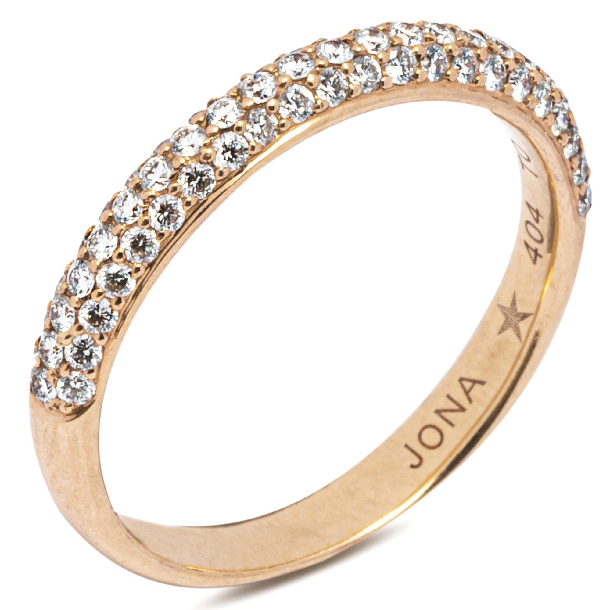 Round Cut Alex Jona White Diamond 18 Karat Rose Gold Band Ring For Sale