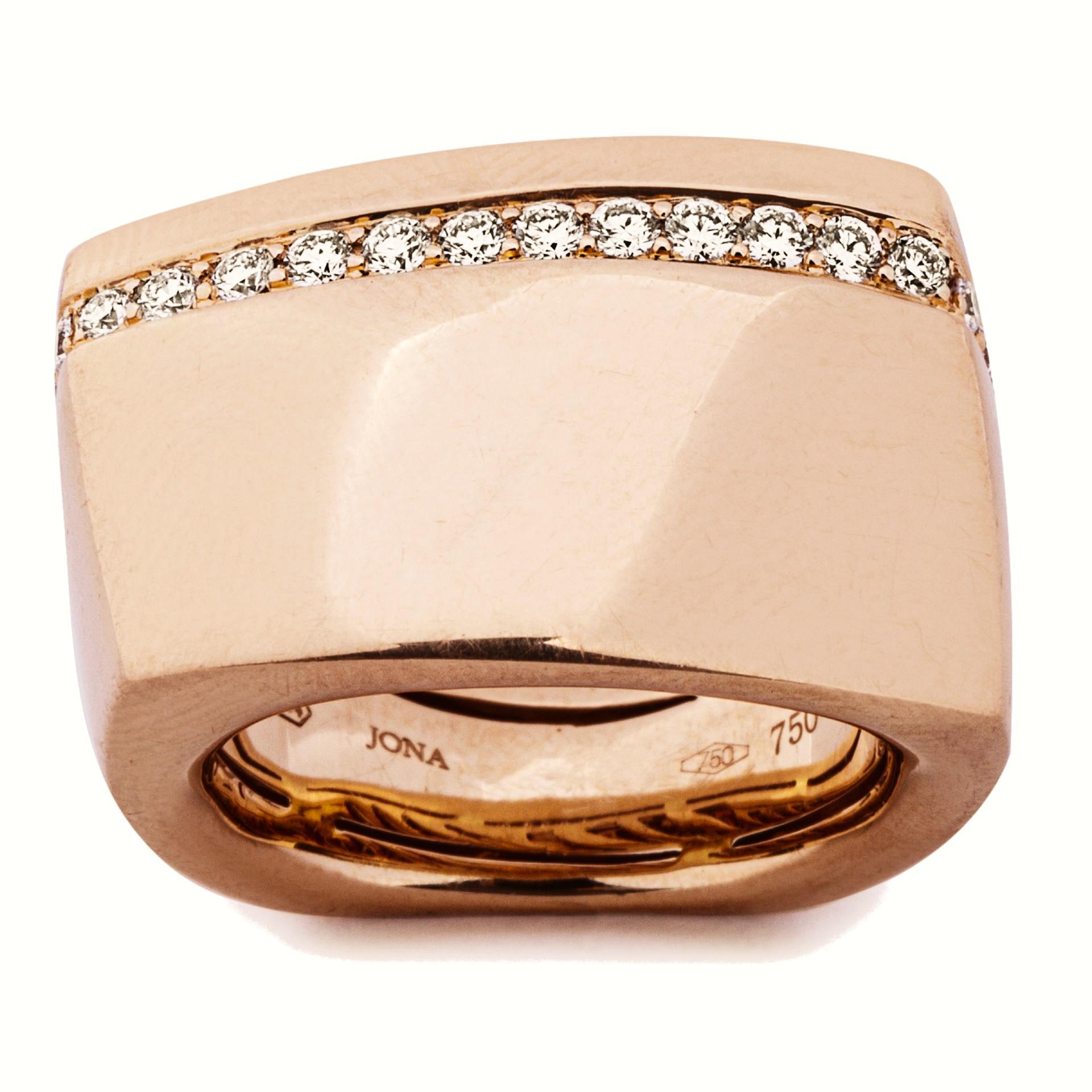 Round Cut Alex Jona White Diamond 18 Karat Rose Gold Band Ring For Sale