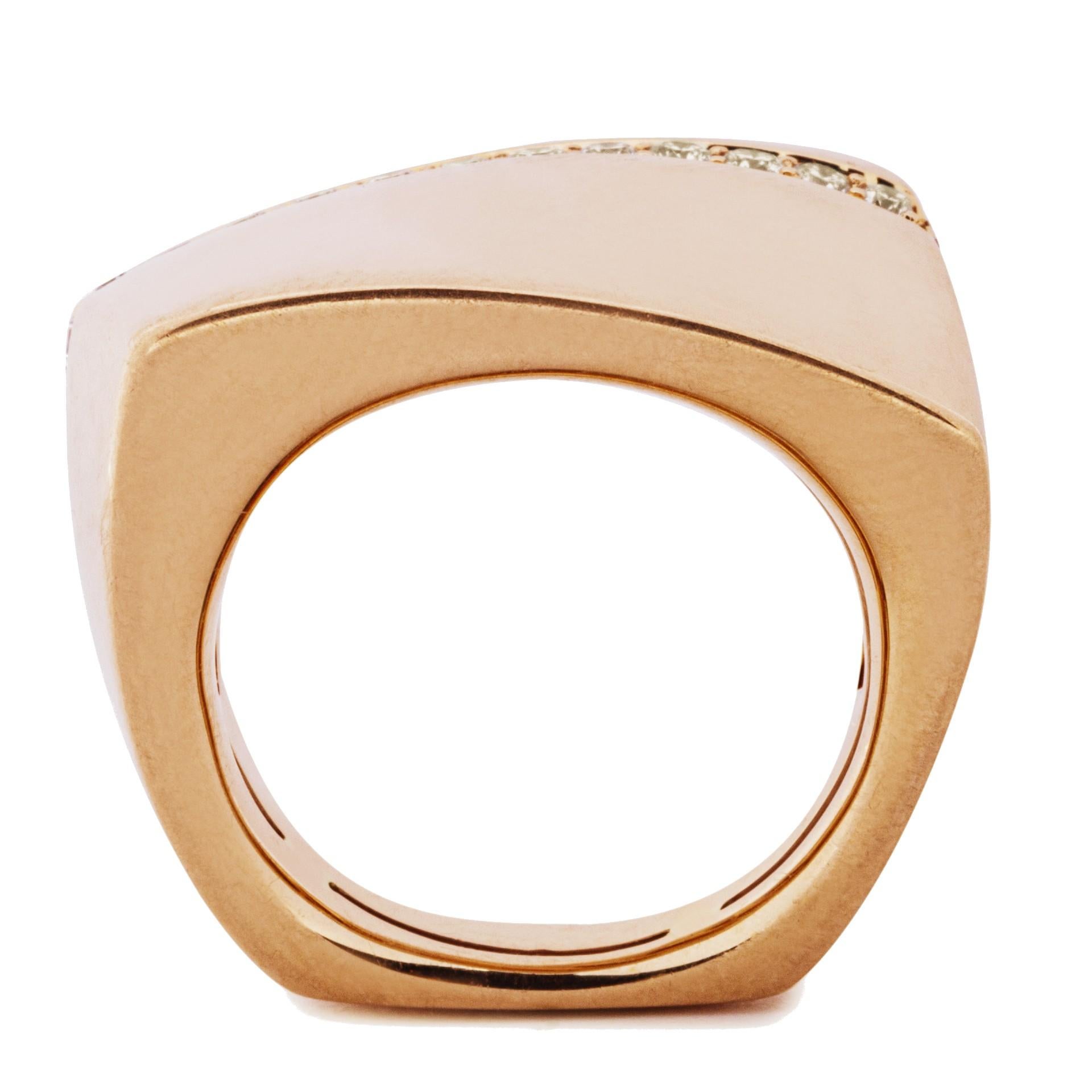 Women's or Men's Alex Jona White Diamond 18 Karat Rose Gold Band Ring For Sale