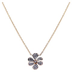 Alex Jona: 18 Karat Roségold Halskette mit Blumenanhänger, weißer Diamant